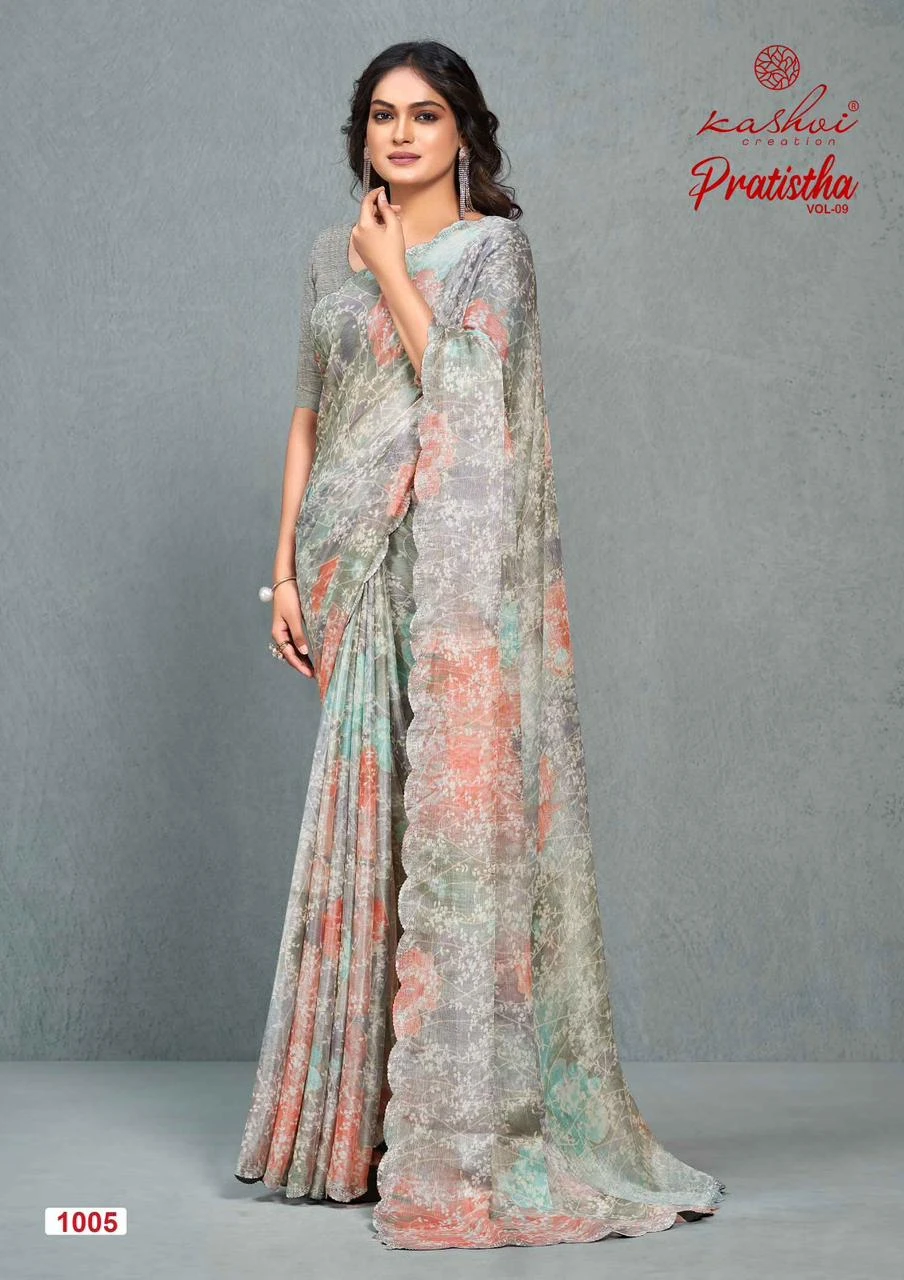 Kashvi Creation Pratistha Vol 9 Brasso Wholesale Sarees Catalog — Wholesale Sarees, Kashvi Creation wholesale from Surat - Gallery Image 5